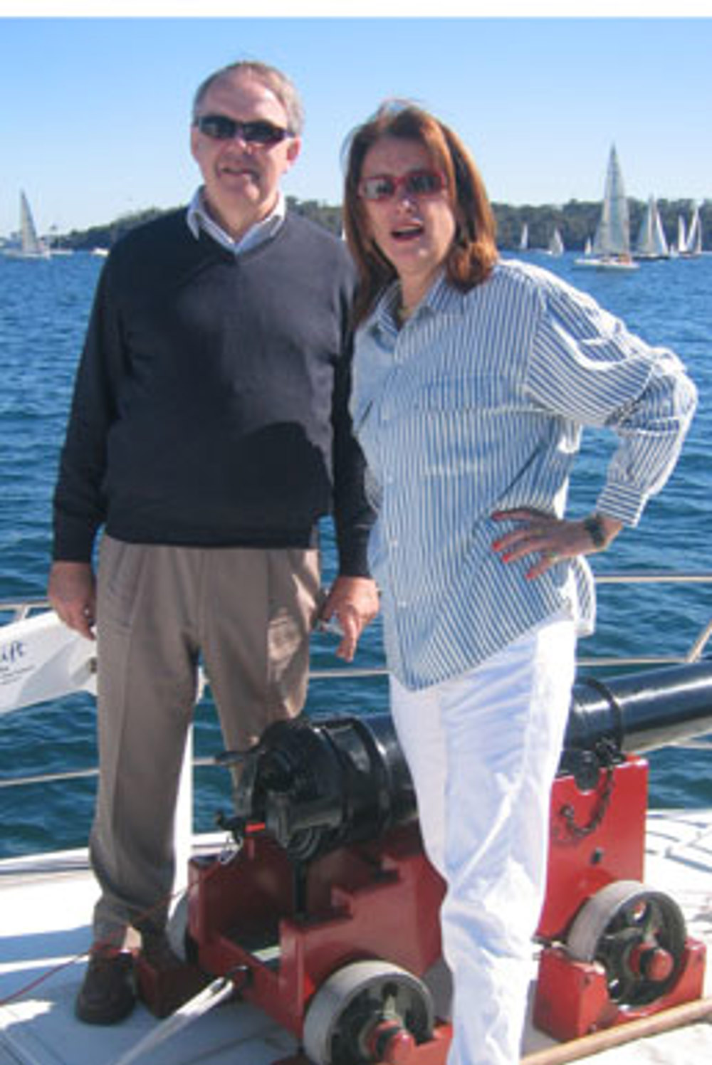 Official starter Senator Rod Kemp and Sandra Nori who fired the 5m warning signal