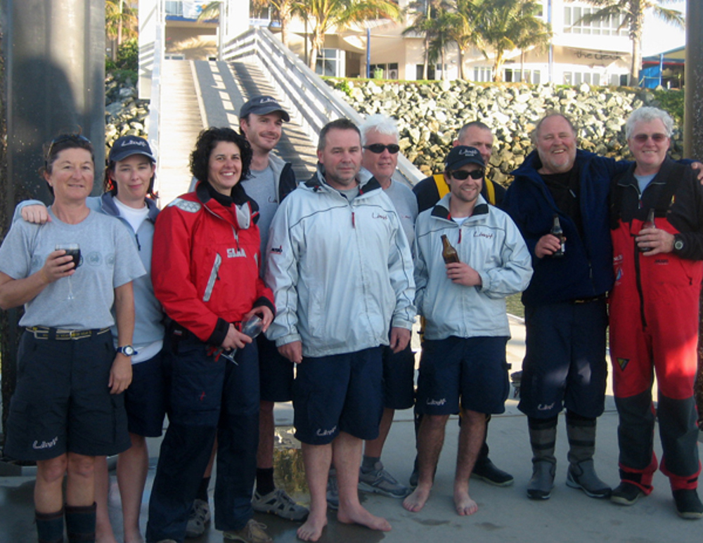 The crew of Limit following their line honours win in the Audi Sydney Gold Coast 2007