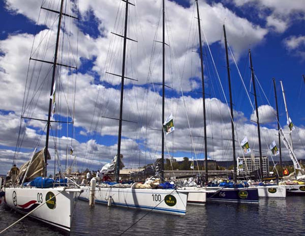 Yachts in King's Pier marina after arriving in Hobart