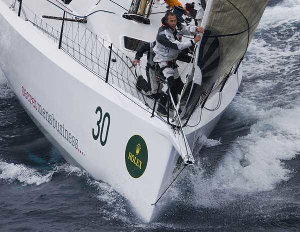 Geoff Boettcher's Secret Mens Business 3.5 surfing through the waves on her way to Hobart