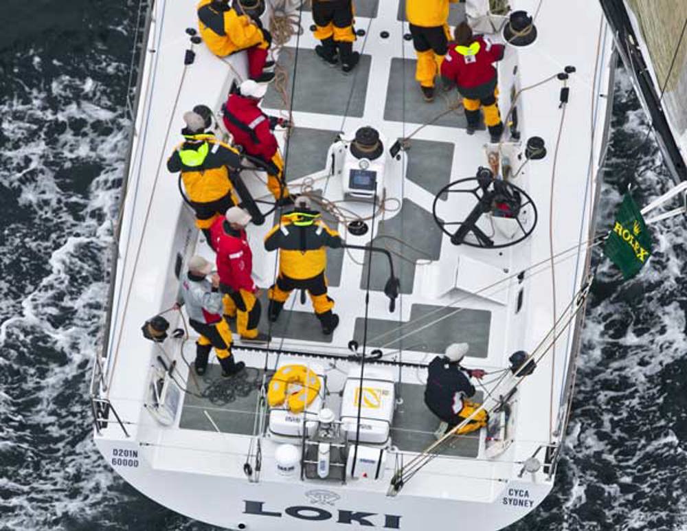 Deck action onboard Stephen Ainsworth's RP63 Loki, as she prepares for the start