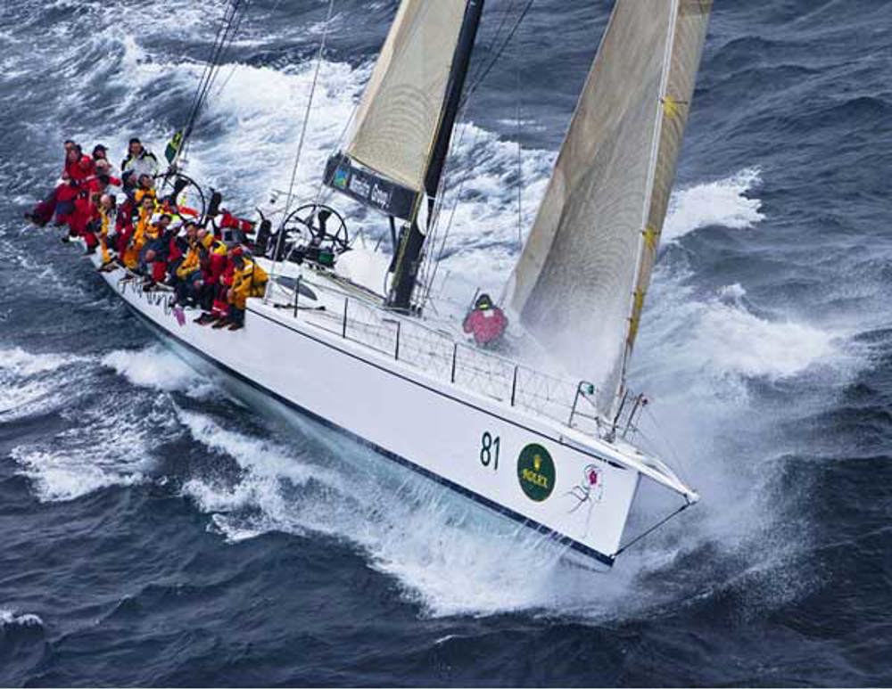 Peter Millard and John Honan's maxi Lahana heading south in the Rolex Sydney Hobart