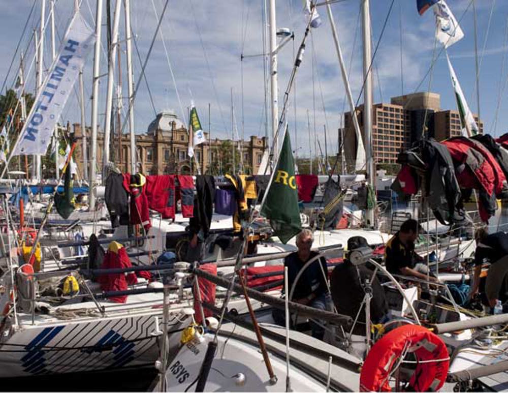 Crews dry out gear in 35C heat at Constitution Dock