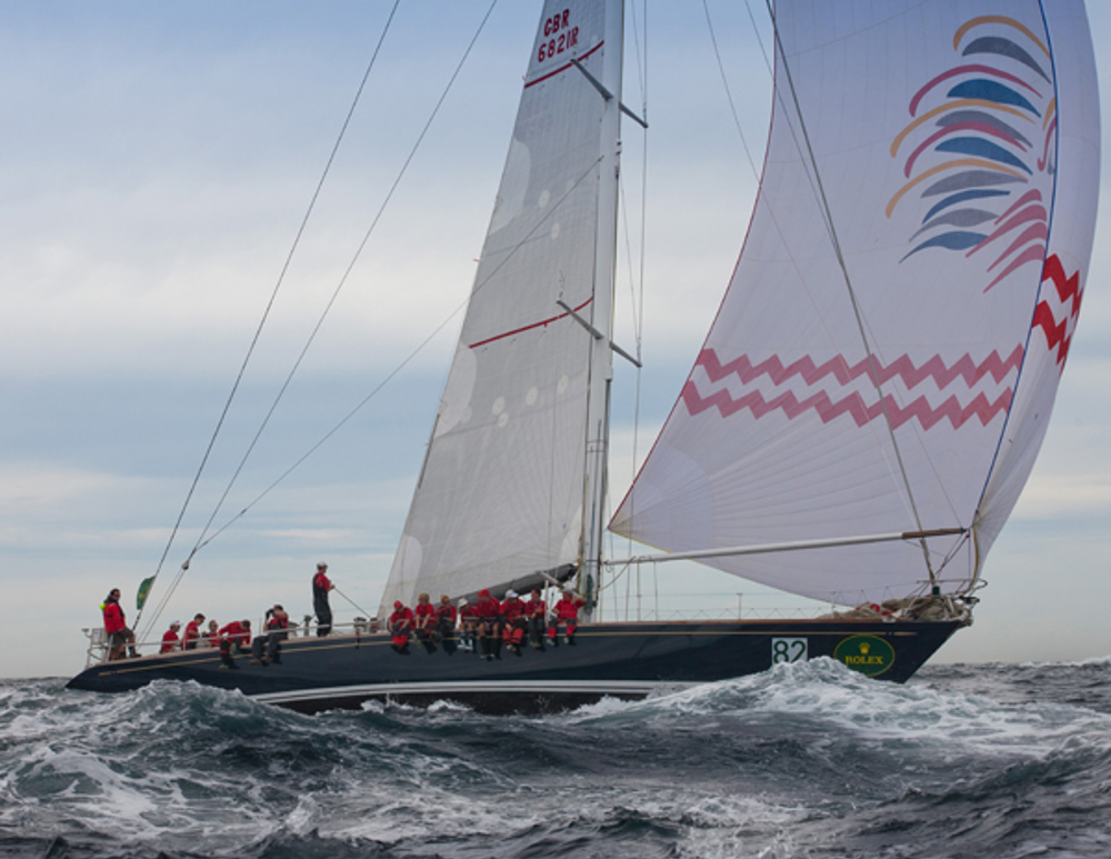 UK entry Titania of Cowes, with Sir Robin Knox-Johnston on board