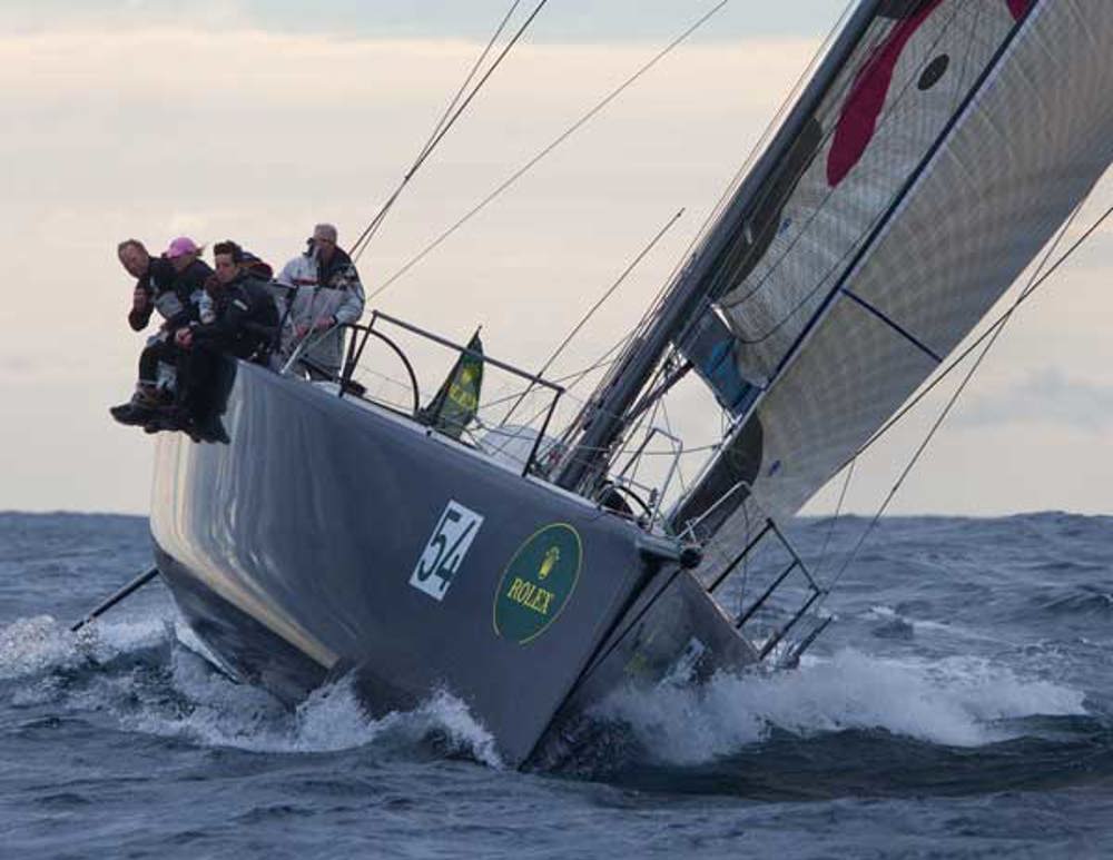 Michael Hiatt's Farr 55 Living Doll just prior to heading up the Derwent River, after just passed Tasman Island