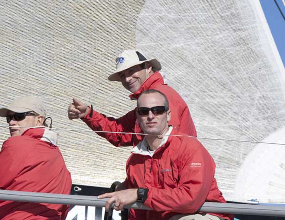 Loki's helmsman Gordon Maguire gives the thumbs up once they had recovered from their poor start