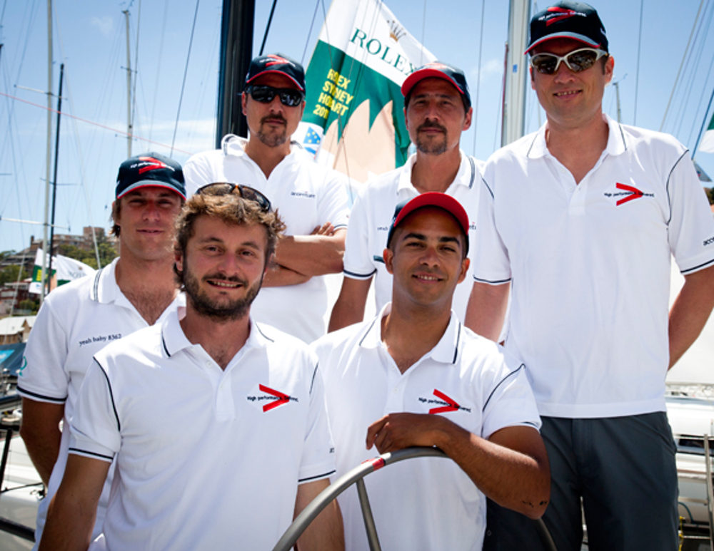 The crew of Accenture Yeah Baby during final boat preparation