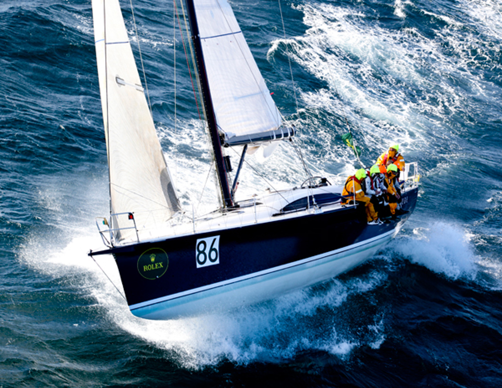 The crew of St Jude pressing the boat hard on Day 2