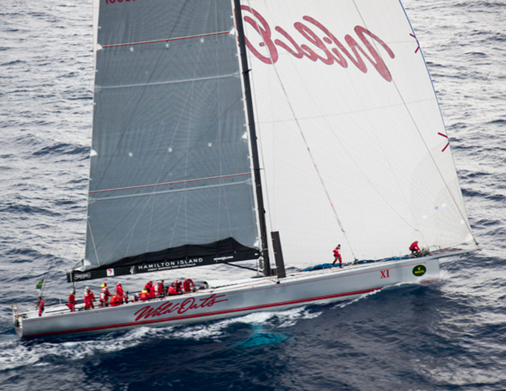 Wild Oats XI preparing for the Southerly change to hit the fleet overnight on Day 1