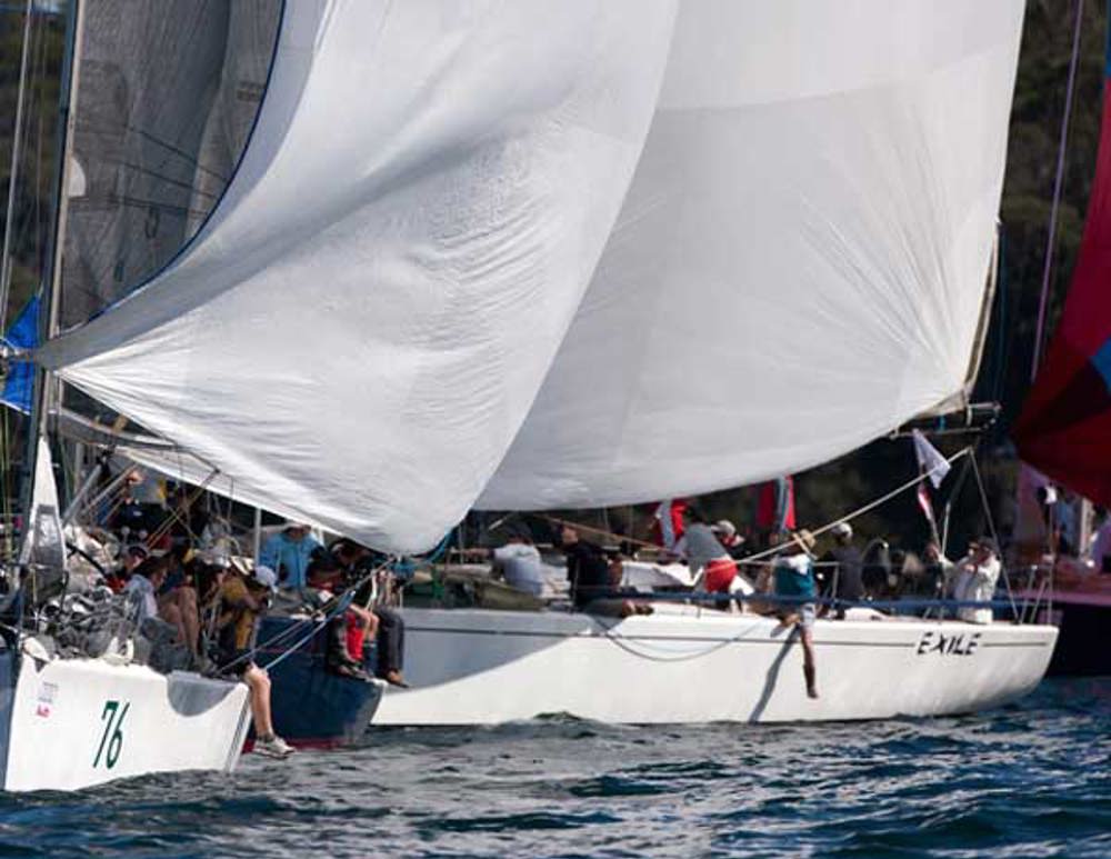 Tony Levett's Eleni and Rob Reynolds' Exile after the start of Audi Sydney Gold Coast Yacht Race