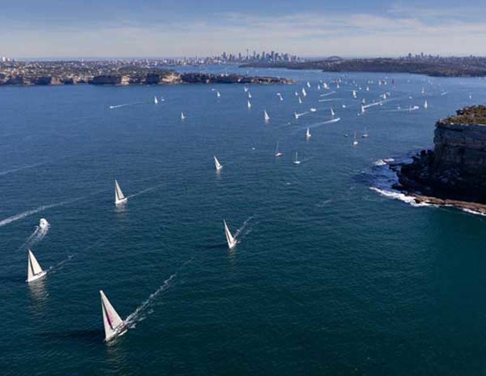 The fleet spread out on the Harbour in the light breeze, Audi Sydney Gold Coast Yacht Race 2011