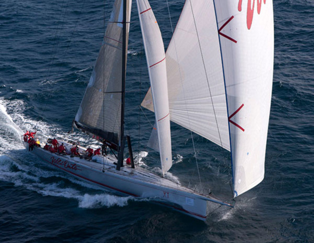 Wild Oats XI displays her power and speed in the downwind conditions