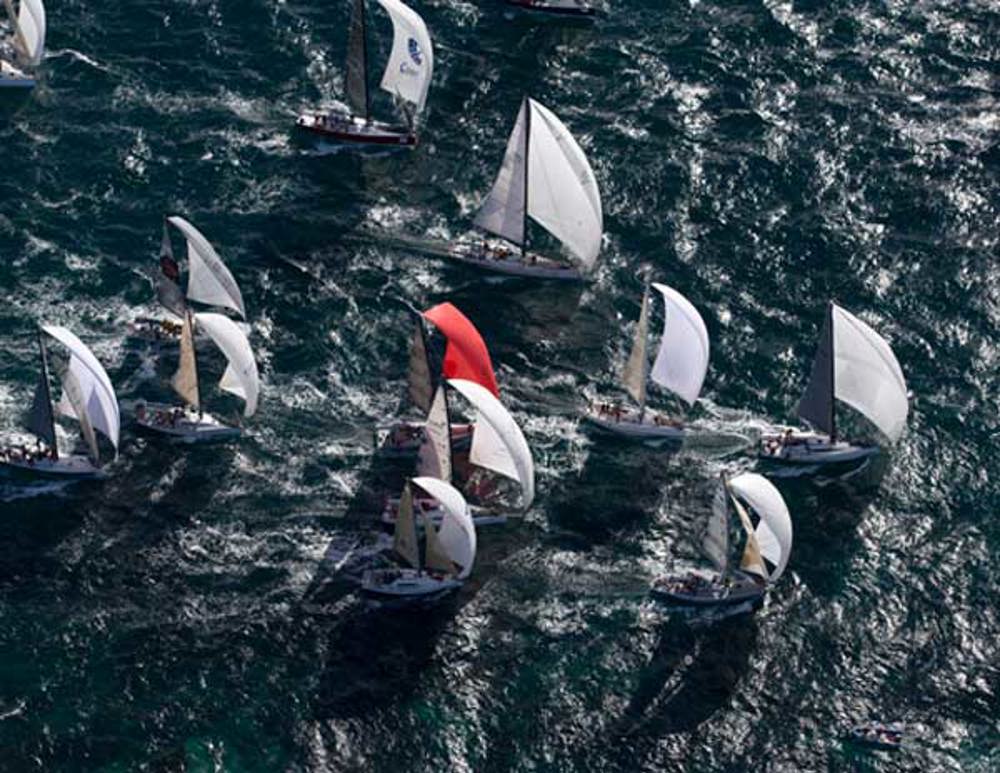 Spinnakers unfurled after the start of the Audi Sydney Gold Coast Yacht Race 2012