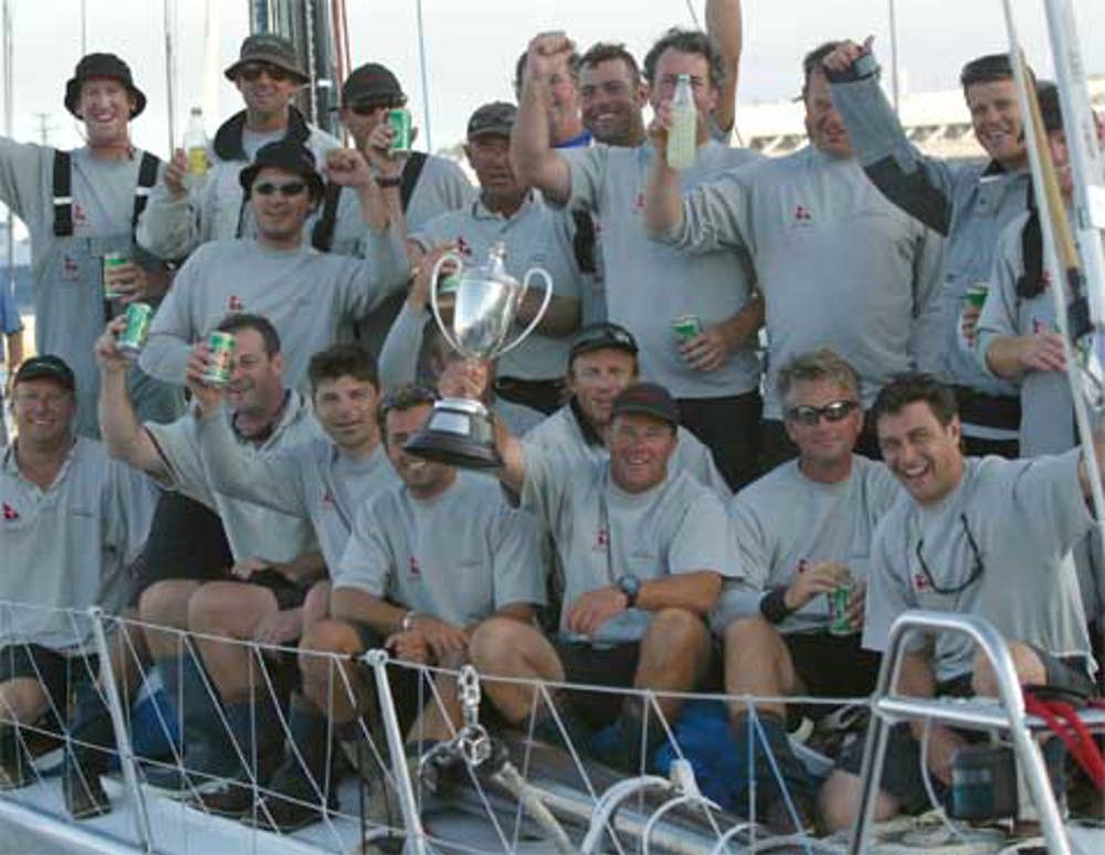 Alfa Romeo's crew celebrates their win