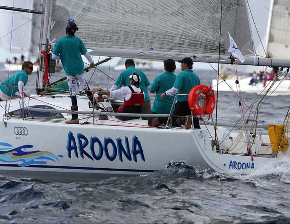 Anthony Paterson at the helm of Harvey Milne's Archambault 31 Aroona in the 25th Audi Sydney Gold Coast Yacht Race