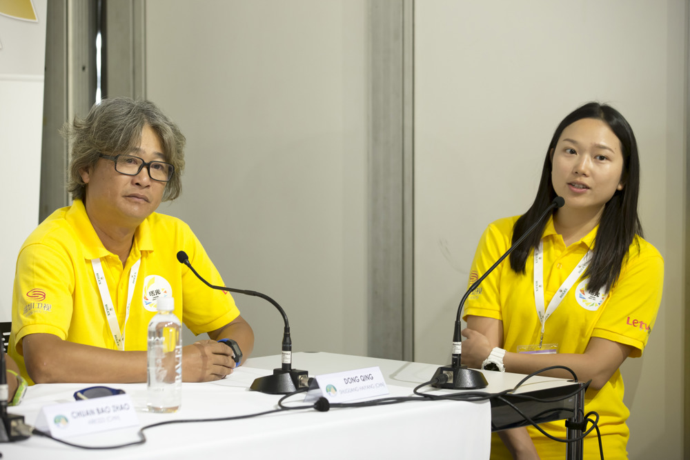 Dong Qing, skipper of Shuguang Haiyang (CHN) 2015 Rolex Sydney to Hobart press conference with the international participants - Sydney20/12/2015ph. Andrea Francolini