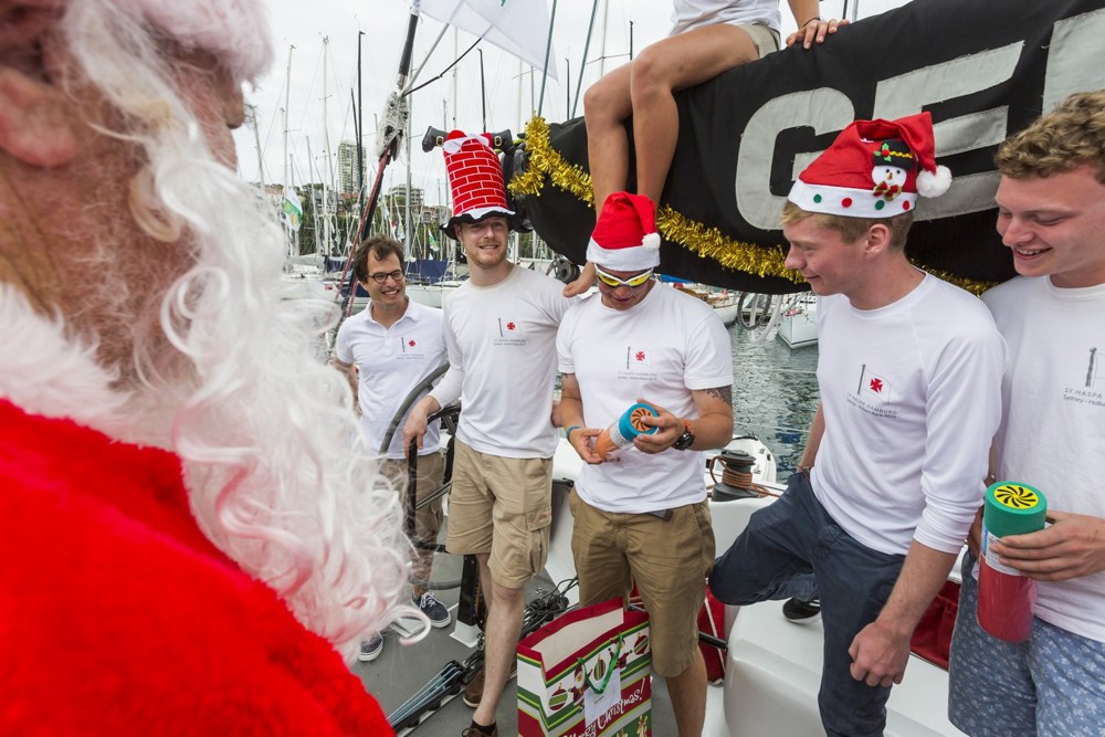 Santa visiting the Cruising Yacht Club Australia docks
