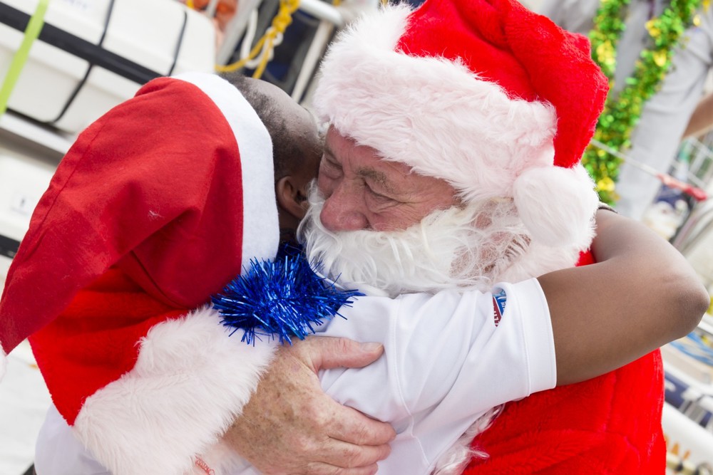 Santa visiting the Cruising Yacht Club Australia docks