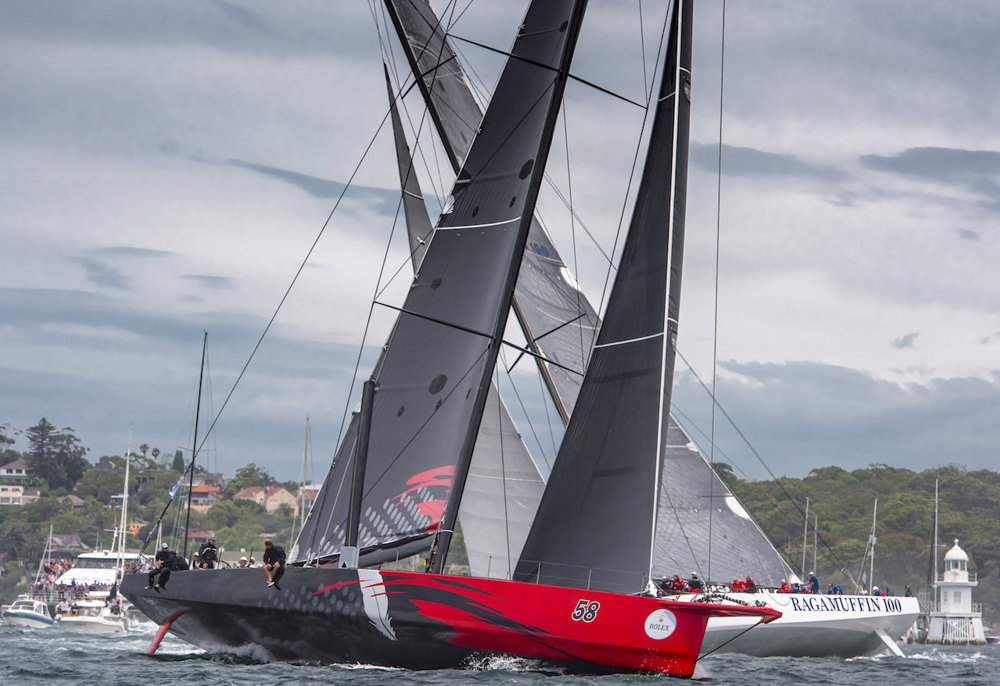 58, COMANCHE (USA), Sail No: 12358, Design: Verdier Yacht Design & Vplp, Owner: Jim Clark Kristy Hinze , Skipper: Ken Read - 17, MAXI RAGAMUFFIN (QLD), Sail No: 7007, Design: Frers 79, Owner: Nant Whiskey, Skipper: Keith Batt