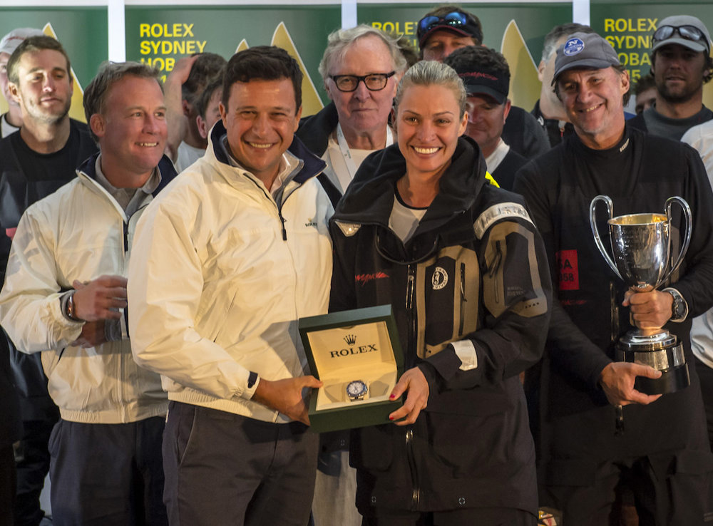 Patrick Boutellier, Rolex Australia and Kristy Hinze-Clark

58, COMANCHE (USA), Sail No: 12358, Design: Verdier Yacht Design & Vplp, Owner: Jim Clark and Kristy Hinze-Clark, Skipper: Ken Read