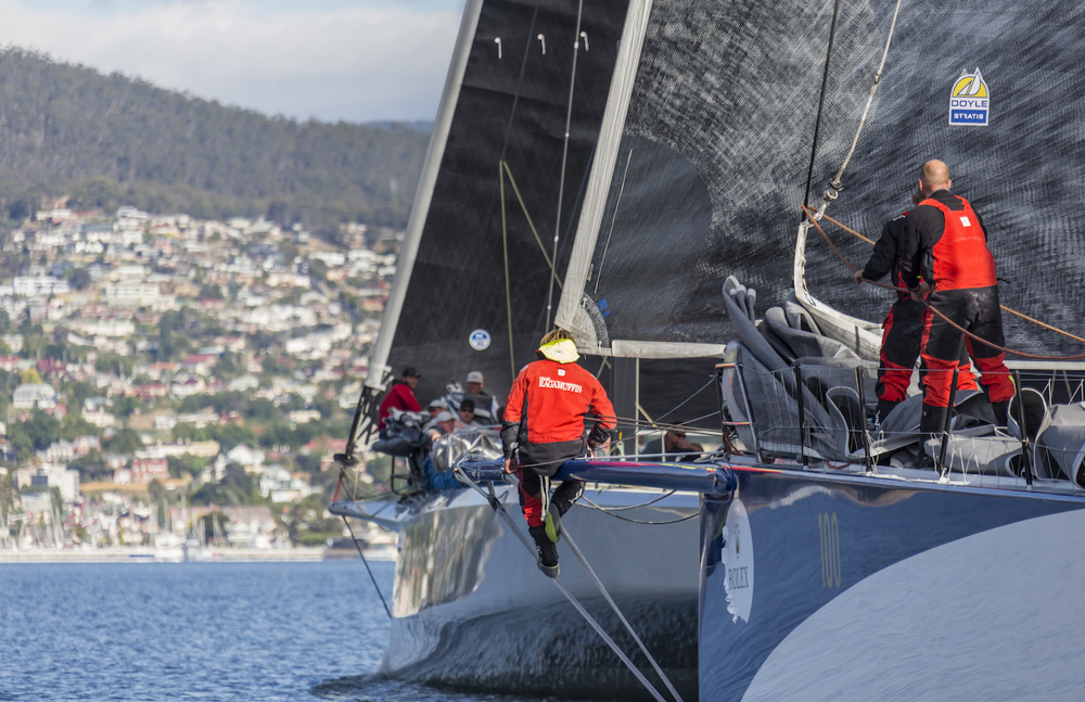 R88, RAMBLER (USA), Sail No: USA25555, Design: Jk 27m Canting Maxi, Owner: George David, Skipper: George David
100, RAGAMUFFIN 100 (NSW), Sail No: SYD100, Design: Dovell 100, Owner: Syd Fischer, Skipper: David Witt
