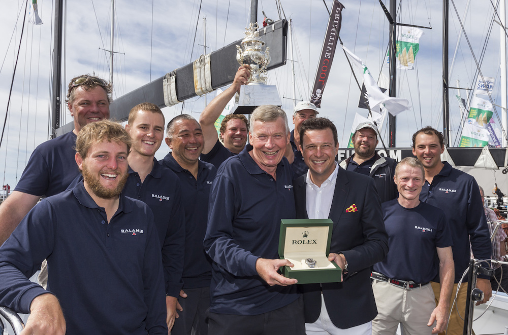 Prizegiving ceremony - Overall winner Paul Clitheroe (Owner of BALANCE) and Patrick Boutellier (Rolex Australia)
