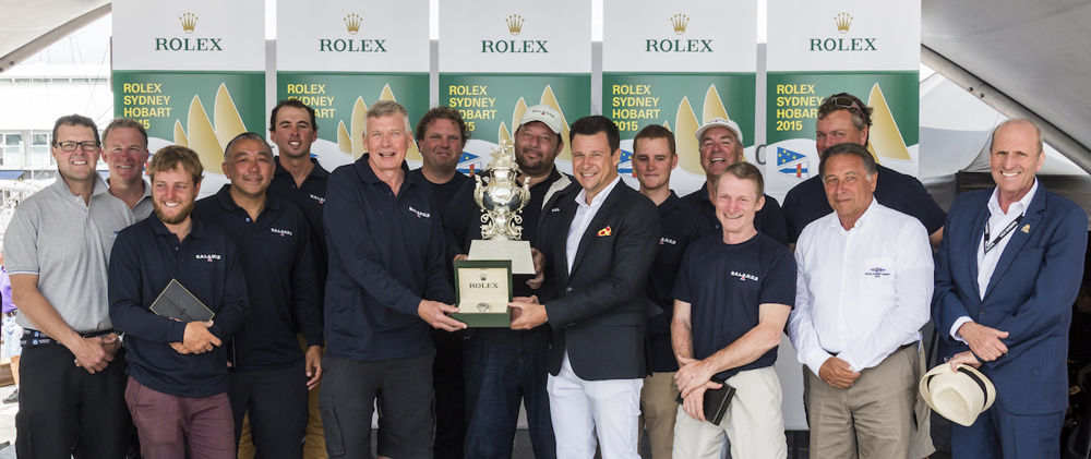 Prizegiving ceremony - Overall winner Paul Clitheroe (Owner of BALANCE) and Patrick Boutellier (Rolex Australia)
