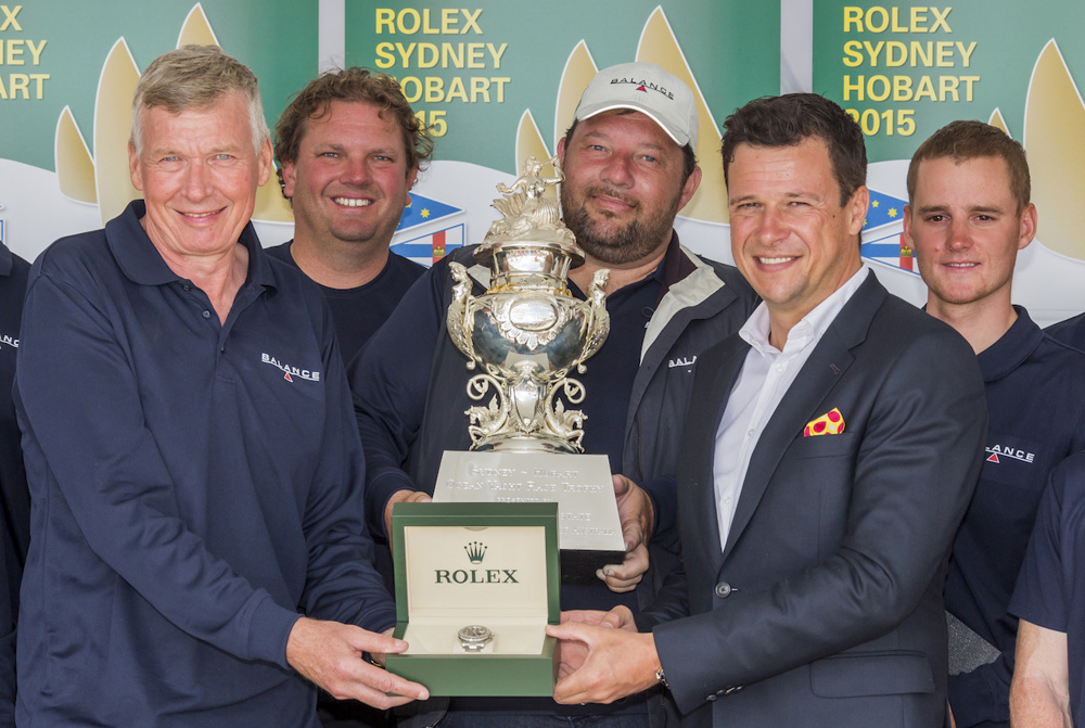 Prizegiving ceremony - Overall winner Paul Clitheroe (Owner of BALANCE) and Patrick Boutellier (Rolex Australia)