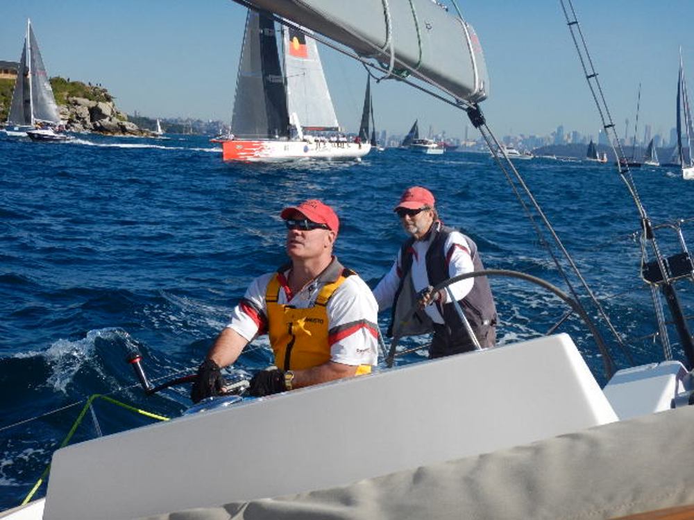 Wax Lyrical Skipper Les Goodridge steering soon after the start