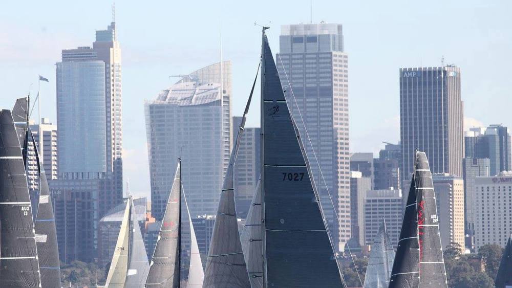 Sails against the city skyline