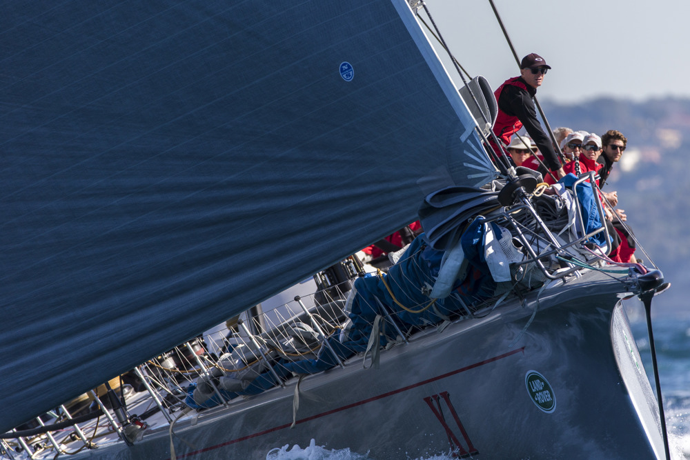 Wild Oats XI making its way up the harbour
