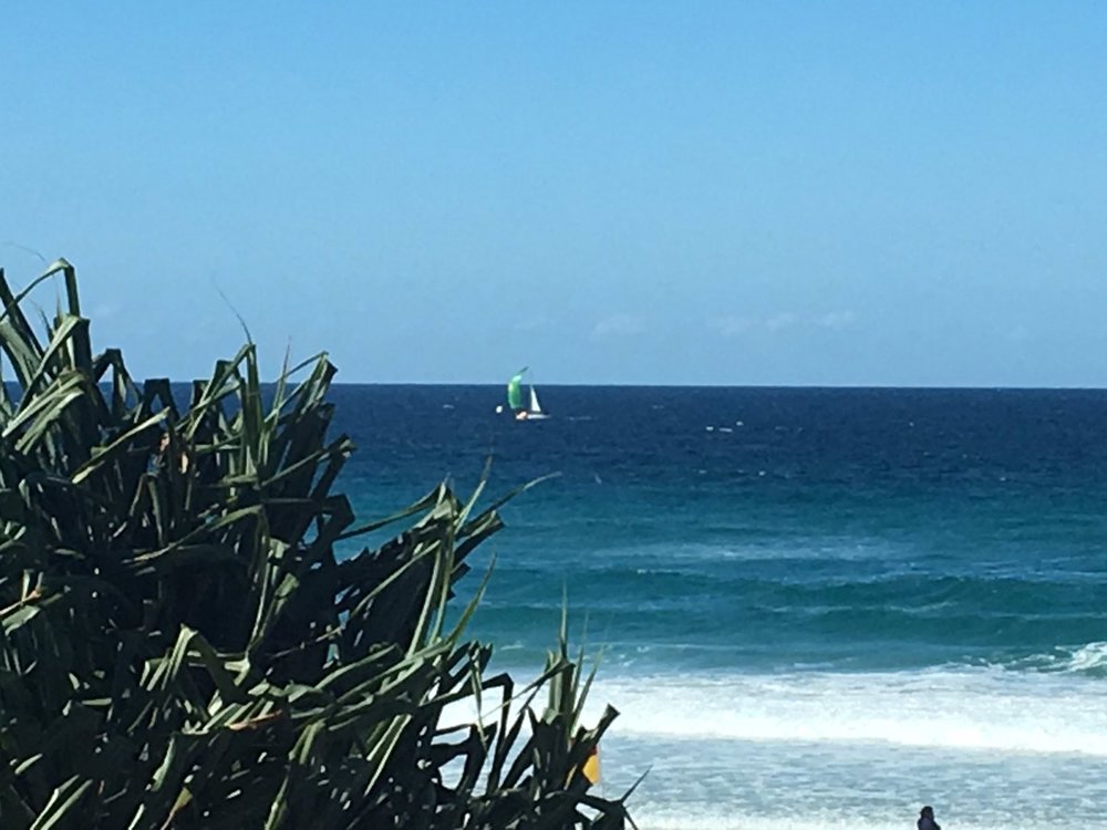 Gun Runner approaching the finish line - the last boat to finish the 2017 race