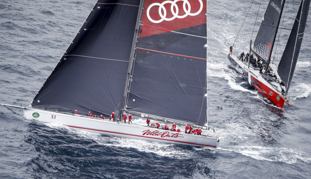 Wild Oats XI in front of LDV Comanche