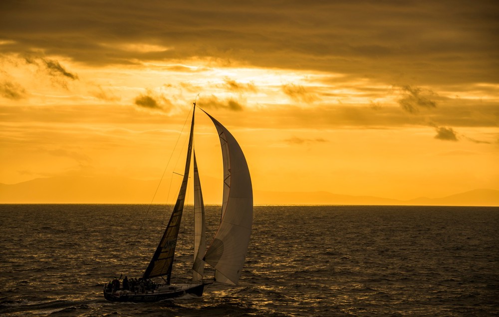 PYR Wot Eva off Tasman Island at sunset on the third day