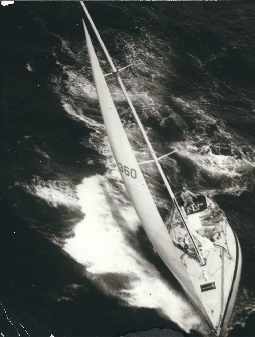 Patrice III (360) - Peter Green helming - 1974 SHYR - with a blown mainsail off Eaglehawk Neck