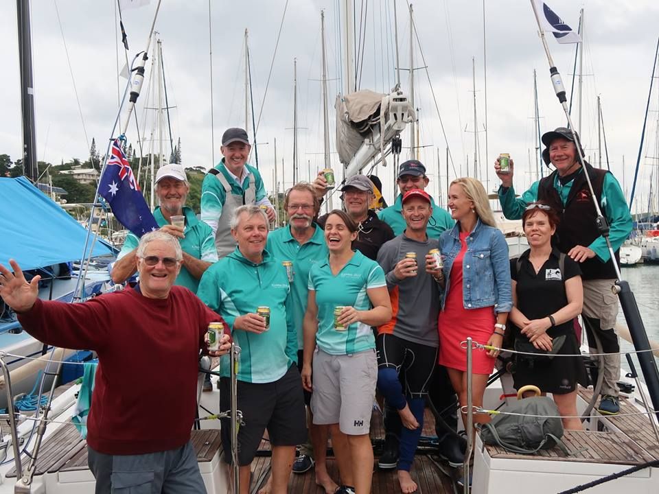 The crew of Kayimai at the dock in Noumea