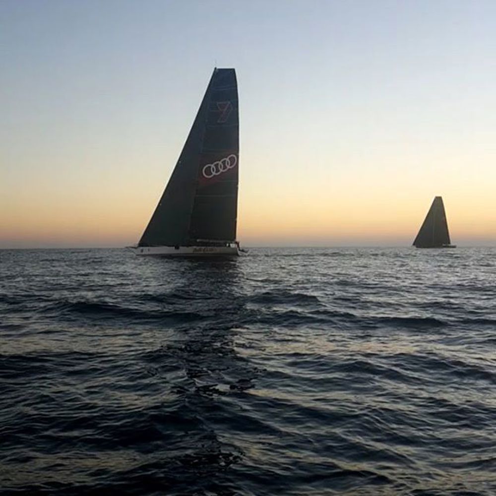 Wild Oats XI and Black Jack racing to the finish