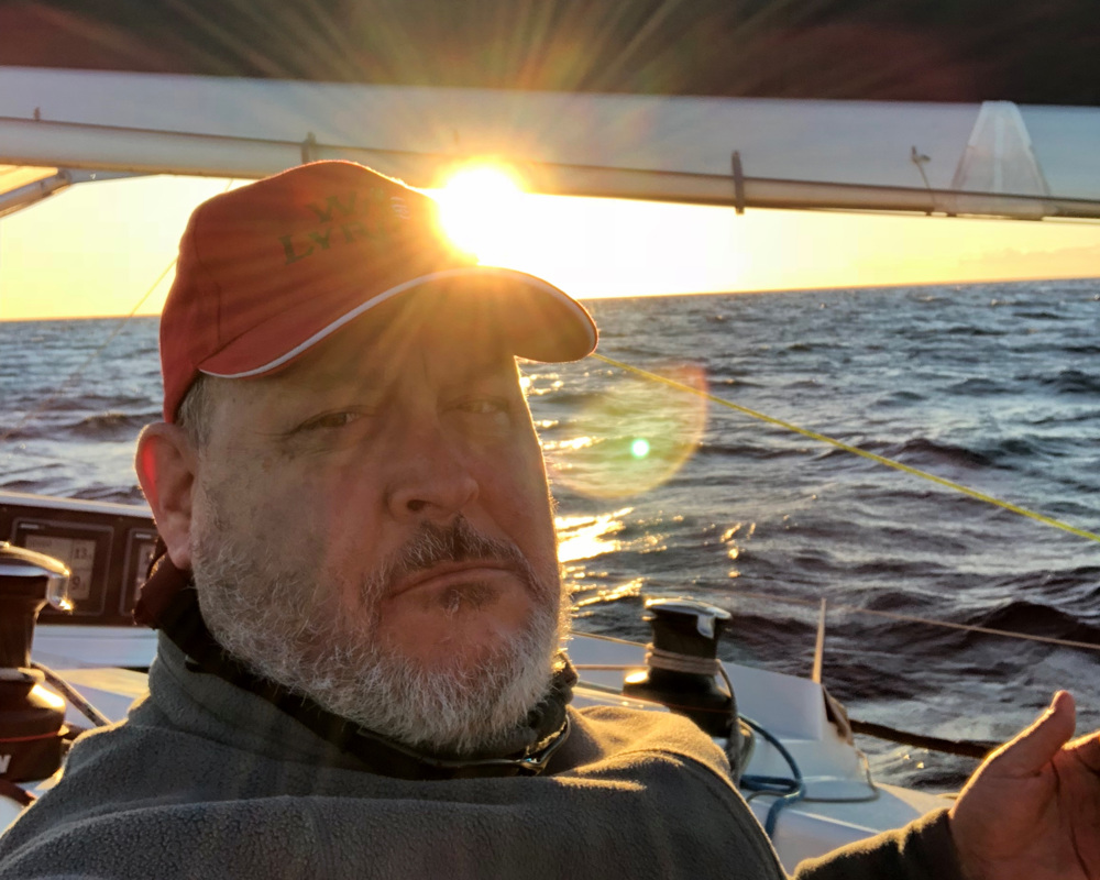 Coffee anyone?  Fred Etter on board Wax Lyrical