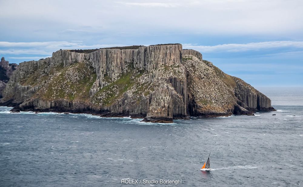 Showtime passing Tasman Island into Storm Bay