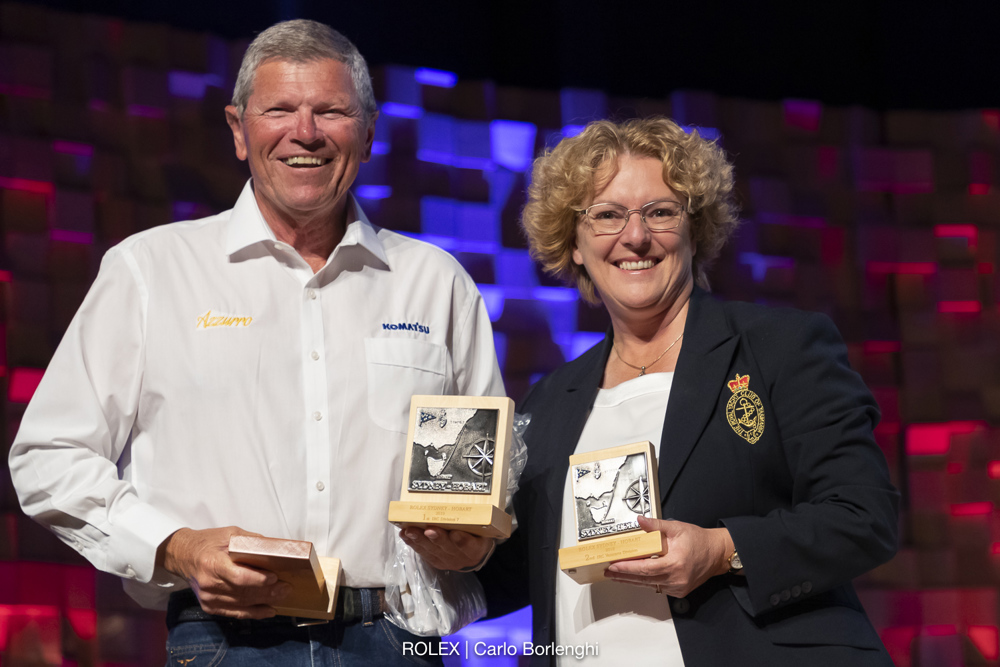 Shane Kearns - Komatsu Azzurro - 1st IRC Division 7, 3rd ORCi Division 5, 2nd Veterans Division.  With RYCT Commodore Tracy Matthews.
