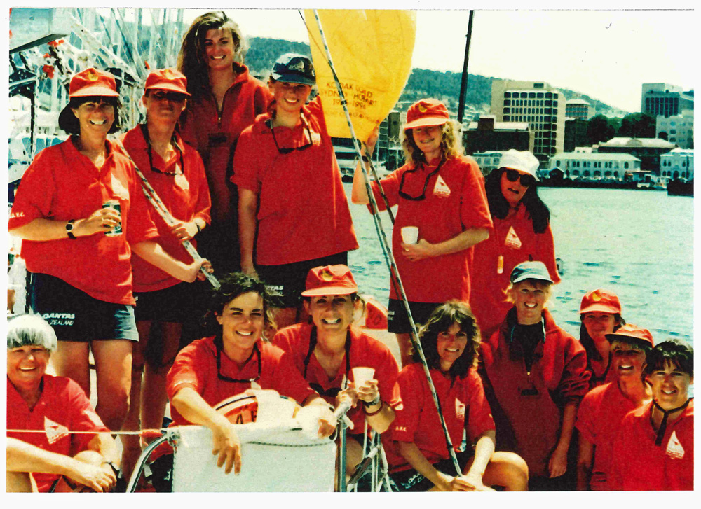 The crew of Qantas New Zealand in Hobart after the 1994 Sydney Hobart