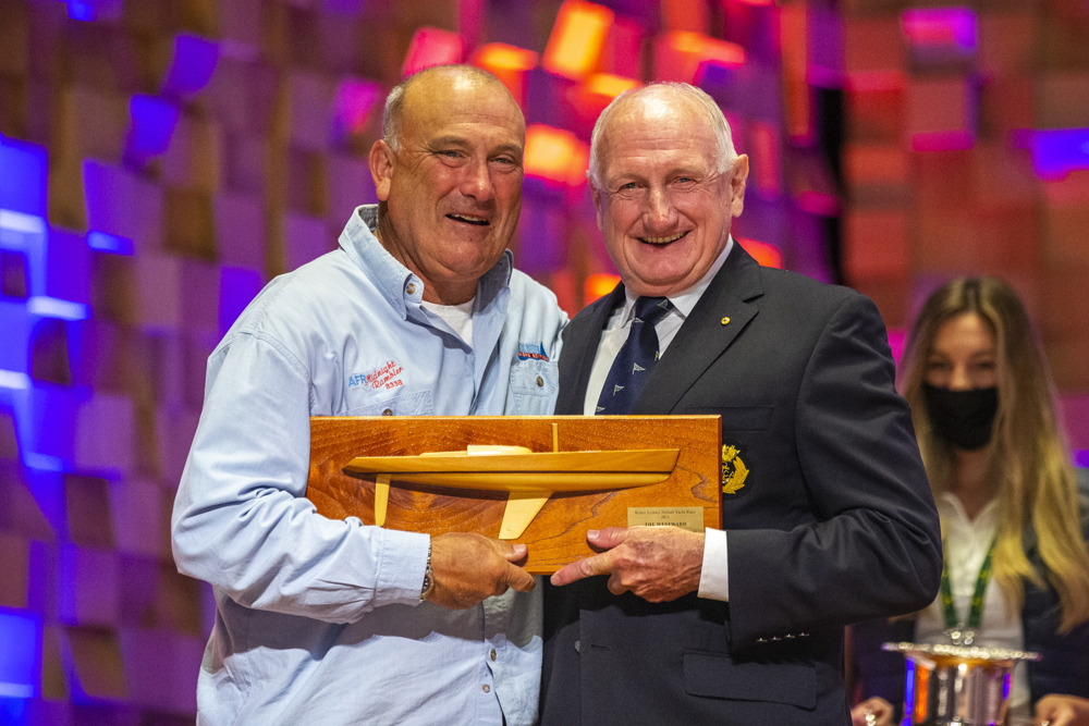 Official Trophy Presentation - Ed Psaltis, Owner/Skipper Midnight Rambler, Tasports Trophy, 1st Tasmanian Yacht IRC
