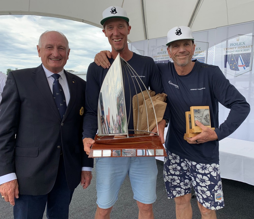 Trophy Presentation - Jules Hall / Jan Sholten, Disko Trooper_Contender Sailcloth, 1st Two-Handed IRC, 1st Two-Handed ORCi, 1st Two-Handed PHS