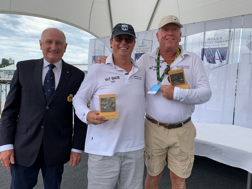 Trophy Presentation - Peter Franki/Drew Jones, Salt Shaker, 2nd Two-Handed Line Honours, 3rd Two-Handed ORCi