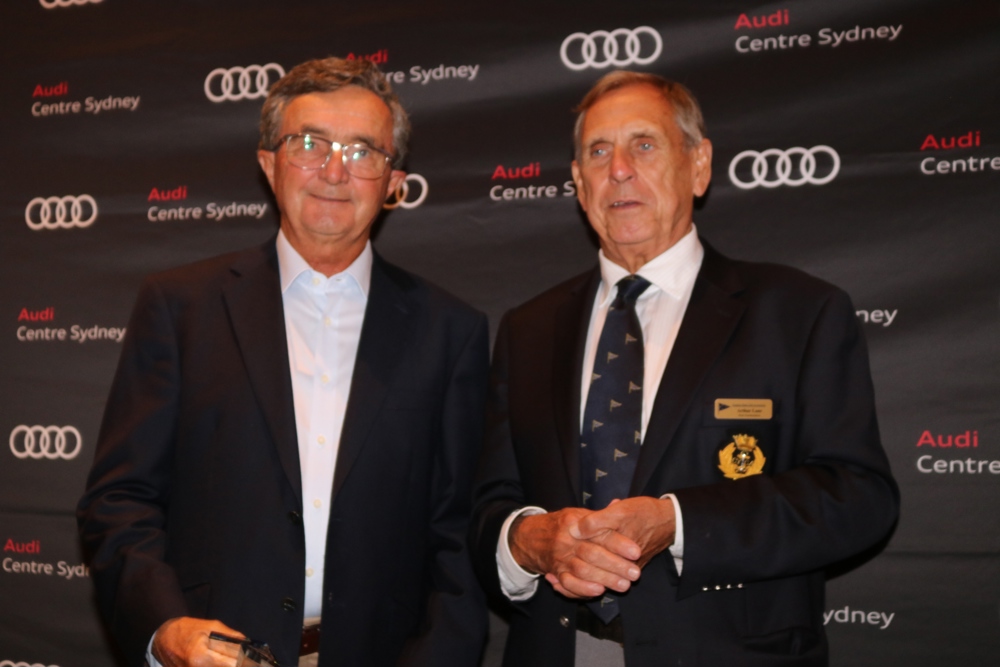 CYCA Vice Commodore Arthur Lane with Pretty Woman co-owner and skipper Richard Hudson.