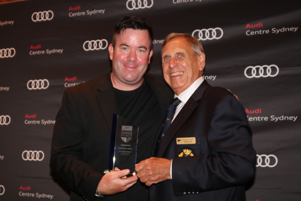 CYCA Vice Commodore Arthur Lane with Smuggler owner/skipper Seb Bohm.