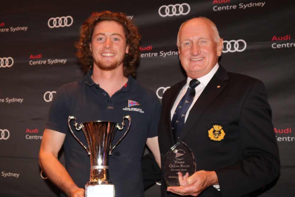 CYCA Commodore Noel Cornish AM with CYCA Youth Ocean Racer of the Year, Antony Hawke (Pretty Woman).