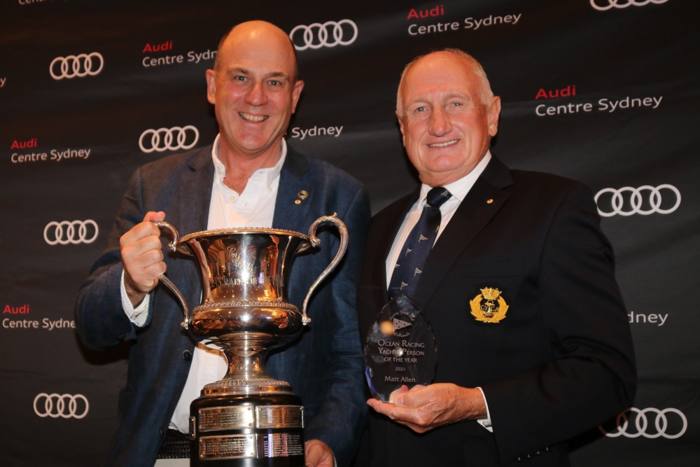 CYCA Commodore Noel Cornish AM with CYCA Ocean Racing Yachts Person of the Year, Matt Allen (Ichi Ban).
