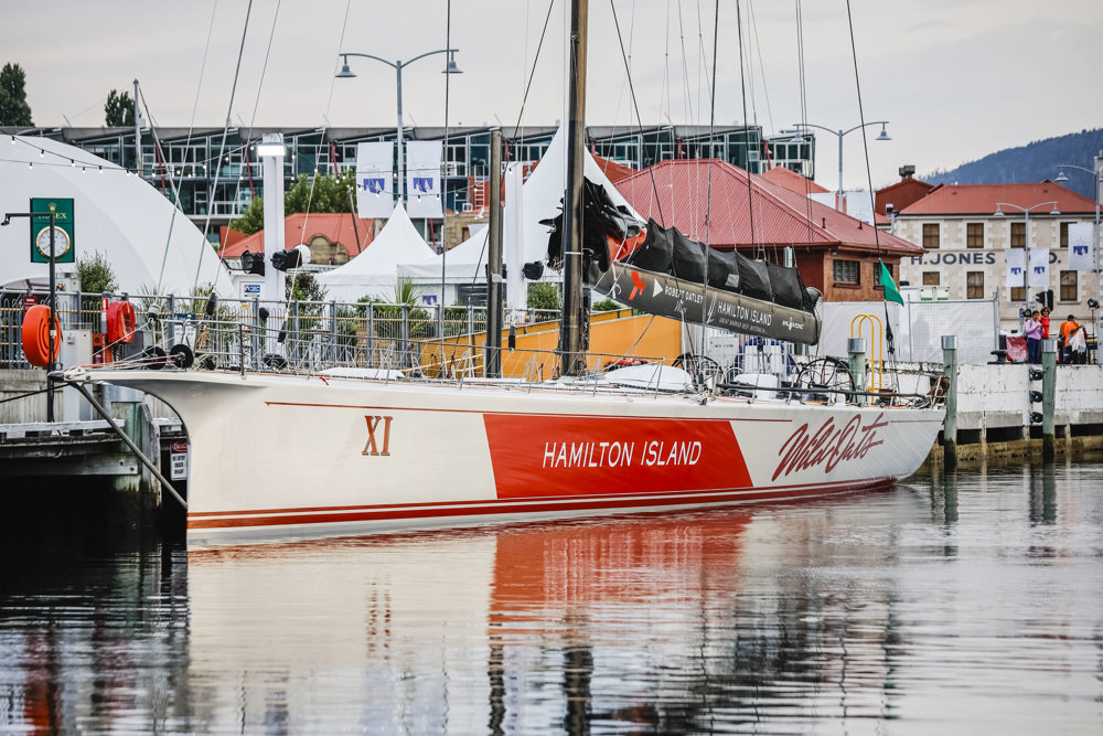 Hamilton Island Wild Oats at the dock in Hobart