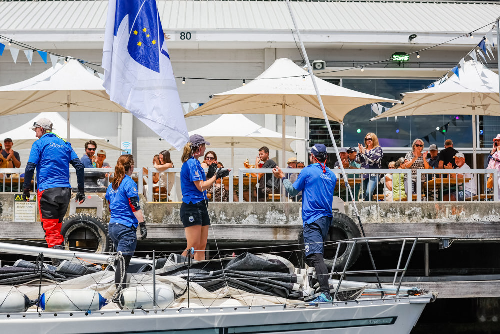 Beneteau First 45f5 Reve arriving at the dock